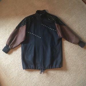 Russell Scott Black & Brown Wool Dress Coat